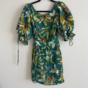 Few Moda OPT Green Jungle Floral Linen Dress — Size Medium